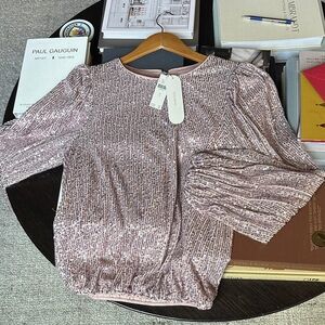 NWT Anthropologie Pink Sequin Women's Top.